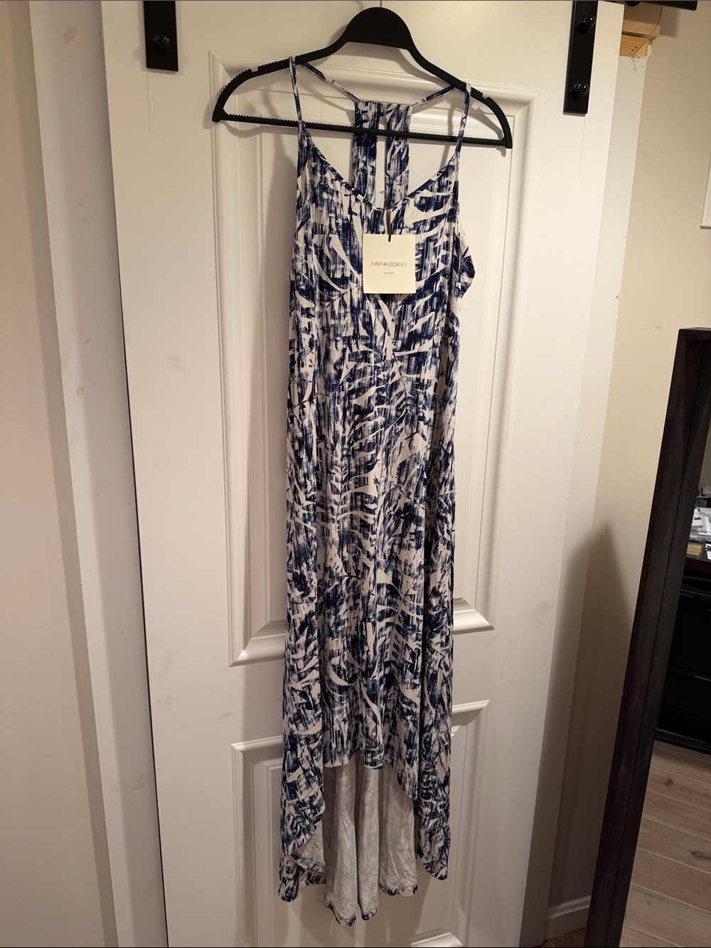 Cynthia Rowley Blue and White Printed Maxi Dress